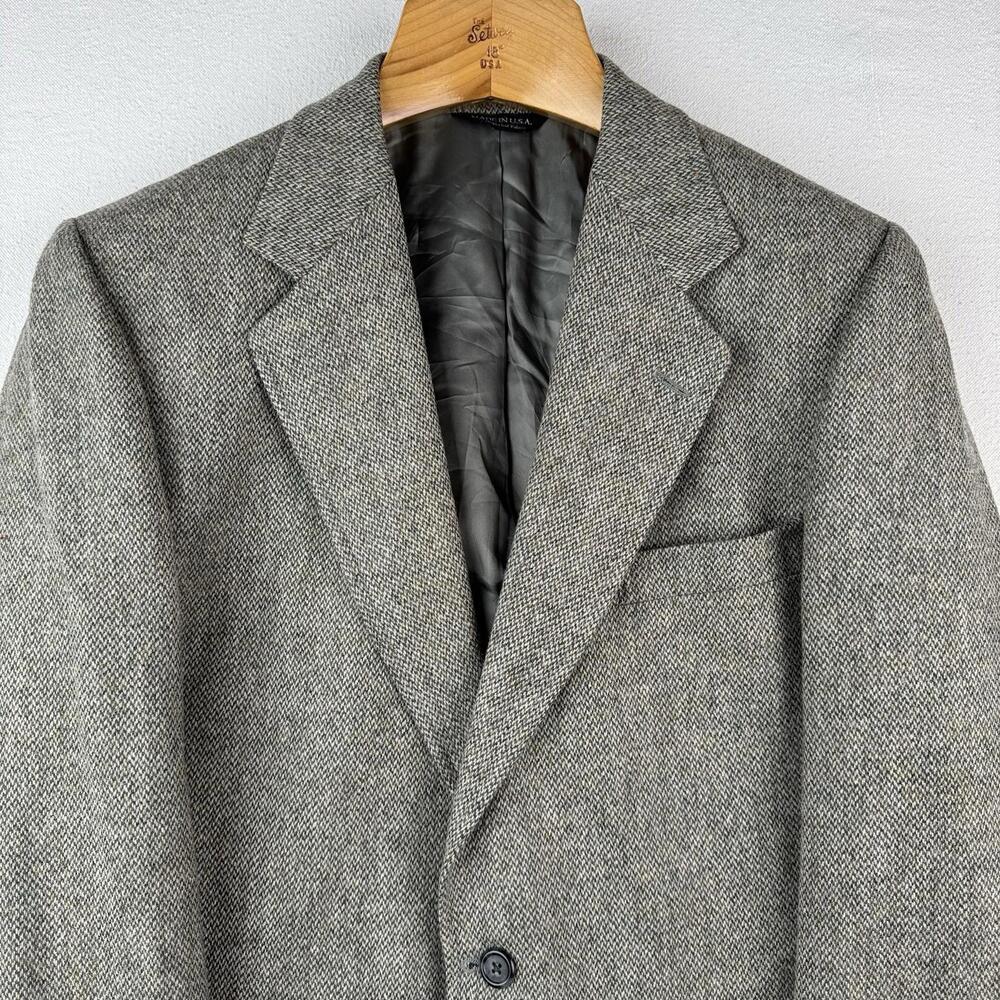 90’s Vtg The Andover Shop Herringbone Wool Blazer Sport Coat Mens 42 21”x30” USA - Picture 6 of 9